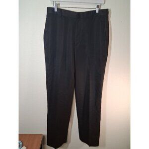 Arrow Dress Pants Flat Front Business Casual Slacks Trousers Black Mens Sz 32x32